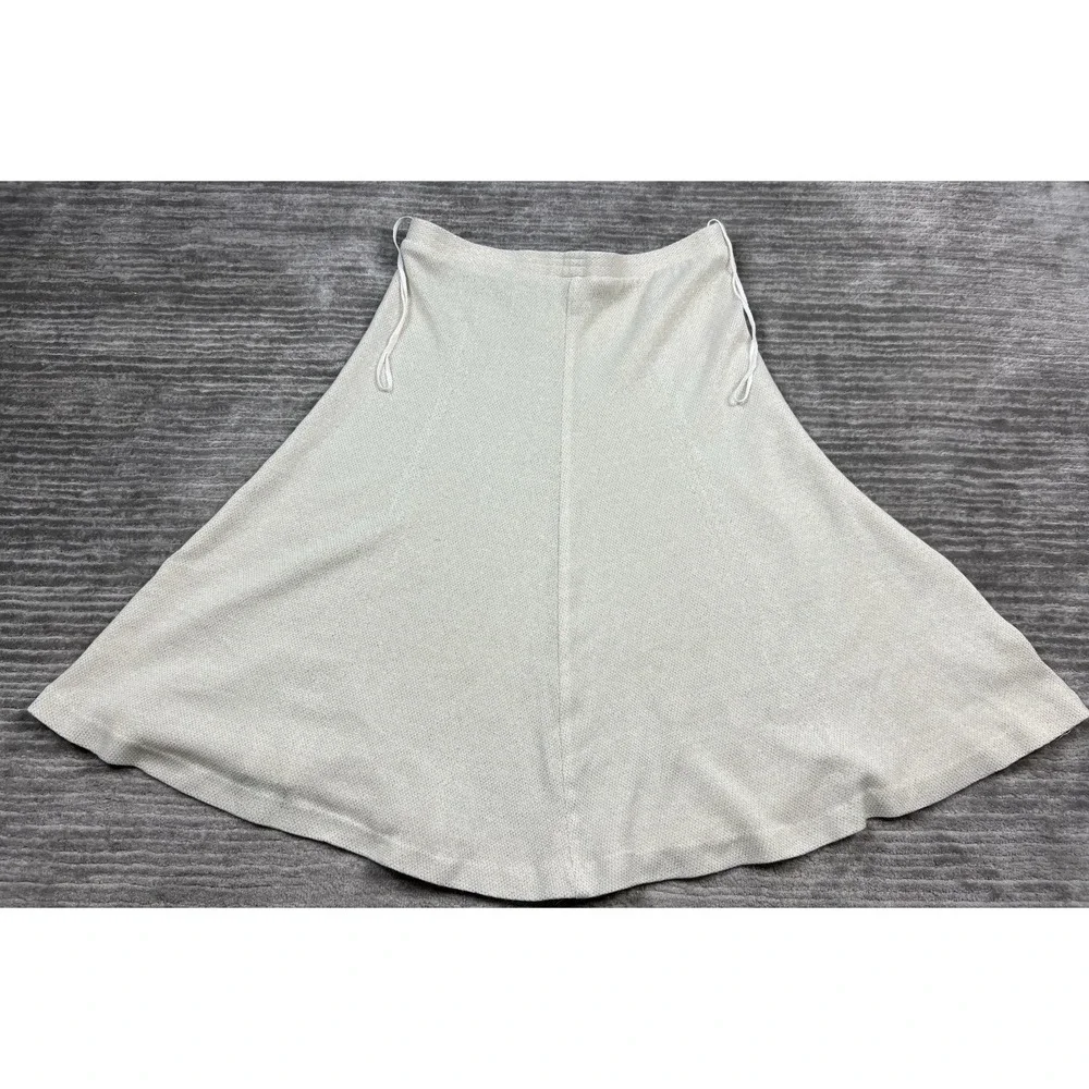 Robbie Sport Skirt Womens Large Beige Gold‎ Metallic Midi Pull On